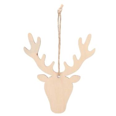 Imagem de Pingentes de decoração de suspensão de madeira suave polido lindamente moldado decorações de férias de Natal para festas Famílias projetos de artesanato 50 peças enfeites de (Cabeça de veado (50