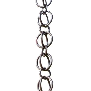 Imagem de Corrente de chuva de alumínio preto de 100 cm com design de círculo duplo, solução de fluxo de água de calha para decoração ao ar livre