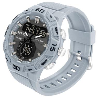 Imagem de  Relógio Masculino Esportivo Display Duplo LED Sanda Relógio de Quartzo A Prova D`água 