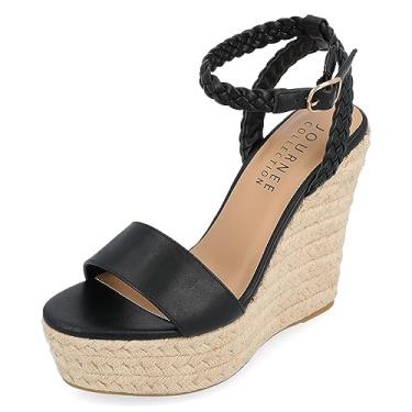Imagem de Journee Collection Womens Andiah Tru Comfort Foam Buckle Espadrille Wedge Sandals Black 9.5 Medium WOMENS US