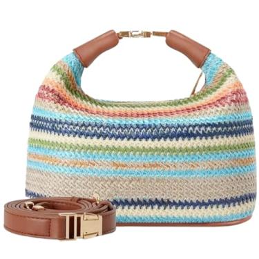 Imagem de VKUOO Bolsas de palha pequenas para mulheres 2025, bolsas transversais para mulheres, bolsa de ráfia, bolsa de férias de tecido, Cor, Small, Boho Raffia Bolsas de praia de verão para mulheres