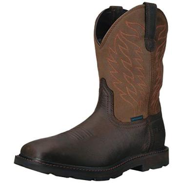 Imagem de ARIAT Bota masculina Groundbreaker com bico quadrado largo impermeável – Bota de couro, Marrom escuro, 11
