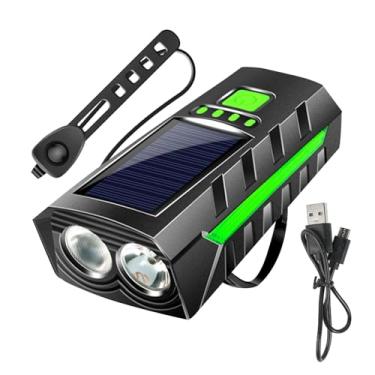 Imagem de Luz de ciclismo, farol de ciclismo, Farol de ciclo recarregável, Farol de ciclismo impermeável de carregamento solar, acessórios de ciclismo poderosos para viagens de longa distância