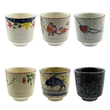 Imagem de yaenoei 6 xícaras de chá japonesas, xícara de café de cerâmica de 170 g que oferece retenção de calor, caneca matcha sem alça para café com leite, suco, presente, lavável na lava-louças