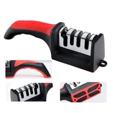 Imagem de Afiador Manual Profissional 4 em 1 para Facas e Tesouras, Design Compacto, Alta Performance, Múltiplos Tipos de Afiação, Uso em Cozinha, Armazenamento Fácil