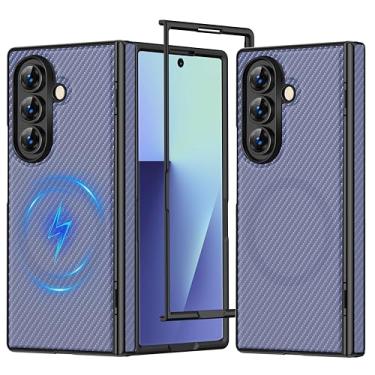 Imagem de MIDIIUGCT Capa magnética para Samsung Galaxy Z Fold7 - Proteção de dobradiça, compatível com carregamento sem fio - Capa fina de policarbonato com textura tecida, [roxa] MUS-ZTCX-01-05