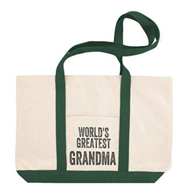Imagem de Sacola de compras de lona World Greatest Grandma Family & Friends Grandmother Beach for Women Gifts, Apenas design verde, One Size