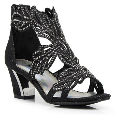 Imagem de Lime03N sandália gladiadora feminina bico aberto salto médio casamento strass salto plataforma, Preto, 7.5
