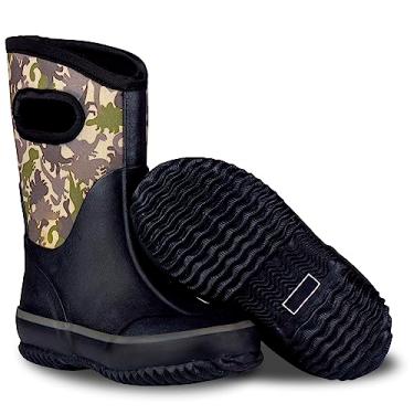 Imagem de Botas de lama para crianças isolantes Lone Cone para meninos e meninas – Botas de neve infantis impermeáveis – Botas de neoprene quentes para crianças – Botas quentes para crianças, Camo-saurus, 10