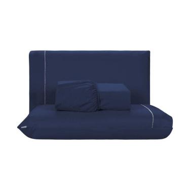 Imagem de Jogo De Lençol 3 Peças Queen Percal 200 Fios De Poliéster Sleep 100% Poliéster - Azul Marinho