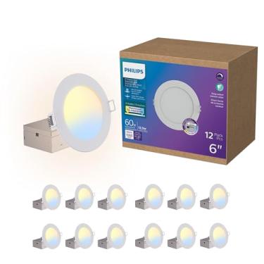 Imagem de PHILIPS - Downlight fino sem lata de 6 polegadas, EyeComfort, regulável, classificação húmida, 1000 lúmenes, 2700 K-5000 K, branco selecionável, T24, Energy Star, embalagem de 12
