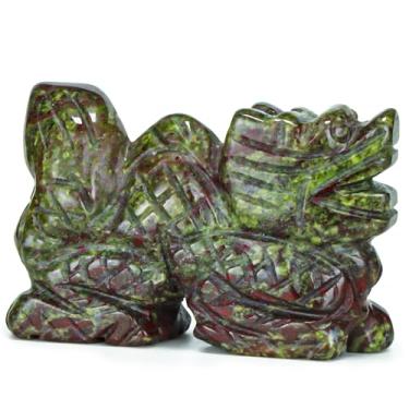 Imagem de Artistone Estatueta de dragão de cristal de 5 cm, estátua de dragão esculpida à mão, esculturas de pedra preciosa de jade para decoração de Fengshui de escritório doméstico com caixa de presente