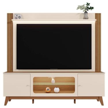 Imagem de Estante Home Maceió Off White/amêndoa Para Tv Até 75” - Mobler Off White/amêndoa