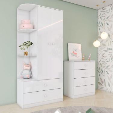 Imagem de Quarto de Bebê Completo Labirinto 2 Portas 6 Gavetas Branco - Henn