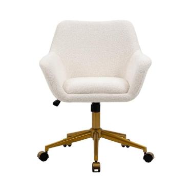 Imagem de Cadeira Poltrona Giratória Pelegrin PEL-2001 Dourada e Branca