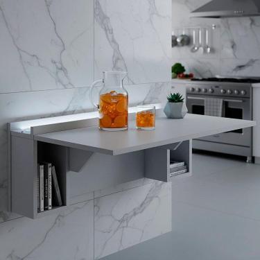 Imagem de Escrivaninha Mesa Dobrável com Nichos com Led Neon Branco