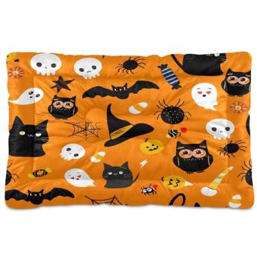 Imagem de SEHANY Cama de cachorro fantasma Halloween Boo Cama de gato com fundo antiderrapante, cama de canil, colchão macio para animais de estimação, lavável para cães pequenos, médios e grandes, gatos, 61 x