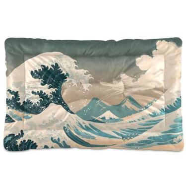 Imagem de SEHANY Cama para cães Sea Wave Cama de gato com fundo antiderrapante, cama de canil, colchão macio para animais de estimação, lavável para cães pequenos, médios e grandes, gatos, 91 x 61 cm