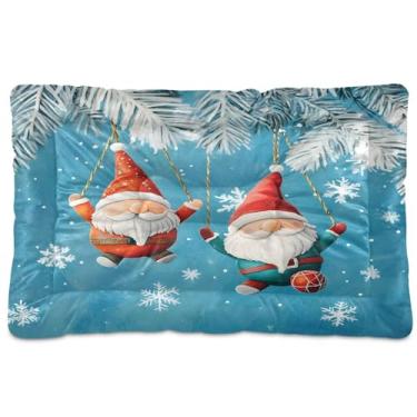 Imagem de SEHANY Cama de Natal para cães de Papai Noel, cama de gato com fundo antiderrapante, cama de canil, colchão macio para animais de estimação, lavável para cães pequenos, médios e grandes, gatos, 45,7 x