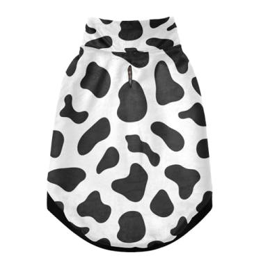 Imagem de SEHANY Casaco de cachorro preto e branco com estampa de vaca para cães pequenos, superquente à prova de vento, jaqueta de inverno macia e aconchegante para clima de neve fria com coleira para animais