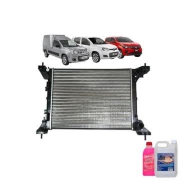 Imagem de Kit Radiador Novo Uno/Pario Evo 10> com Aditivo Visconde Rosa e Água desmineralizada 5L