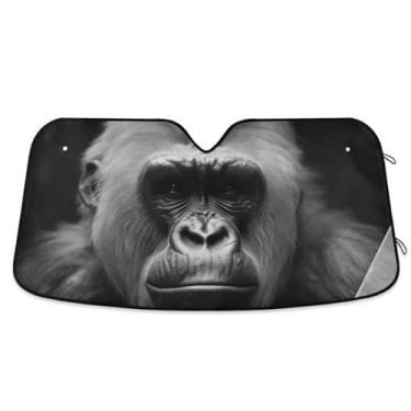 Imagem de ATTX Gorilla Portraits Para-brisa de carro 139.7 cm x 70.1 cm Protetor solar universal com proteção UV, persiana de janela frontal automática dobrável para caminhões Sedans SUVs #607