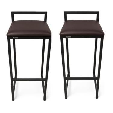 Imagem de Kit 2 Banquetas Flórida Banco Alto Balcão Bancada Bar Bistrô Cor:Marro