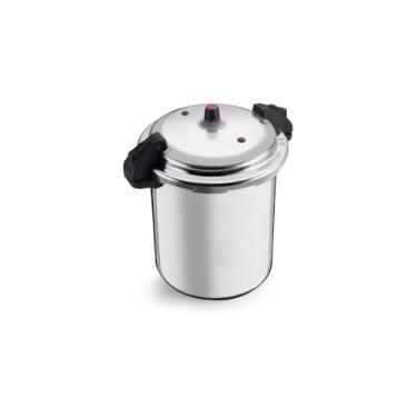 Imagem de Panela de Pressão com Fechamento Externo, Alumínio, 24 Litros, Cinza, 35,5cm x 40,8cm, 2 Válvulas de Segurança, Alça Antitérmica