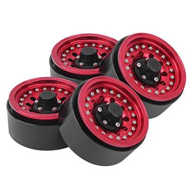 Imagem de Ainoli 4pcs cubo de roda de liga de alumínio acessórios para carro RC adequados para crawler 1/10 RC 1,9 polegadas (Vermelha)