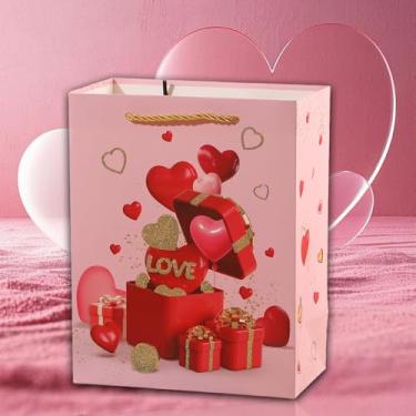 Imagem de Tema de Dia dos Namorados em forma de coração saco de presente amor doces biscoitos festival festa presente embalagem alças saco suprimentos casamento (estilo1)