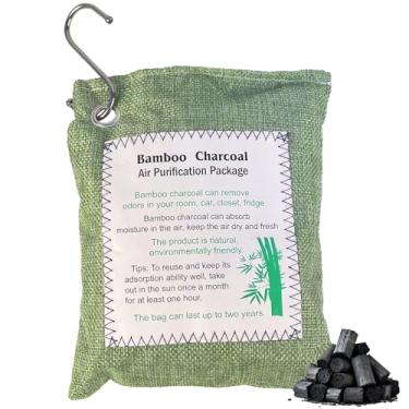 Imagem de Saco purificador de ar de carvão de bambu, absorvente de odor natural para casa e carro, verde