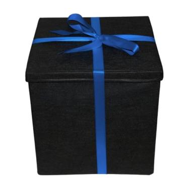 Imagem de Caixa de Presente Extra Grande com Laço de Seda - Elegante para Presentes Especiais(Preto/Azul)