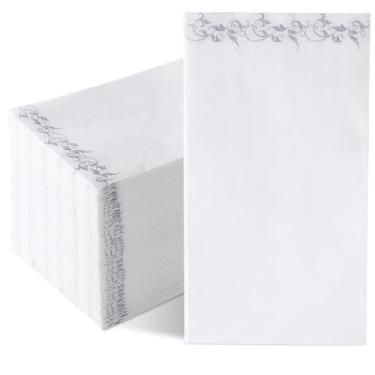 Imagem de BSSN 100 guardanapos descartáveis 2 camadas, toalhas de papel de mão para convidados para decoração elegante guardanapo de mão para casa cozinha banheiro casamento feriado festa suprimentos de mesa