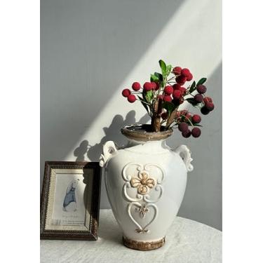 Imagem de QFSH 3 peças de árvore de waxberry artificial com frutas vermelhas realistas, folhas verdes, planta decorativa de frutas artificiais para sala de estar, casa, 50 cm (curto)