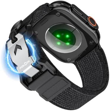 Imagem de Pulseira esportiva masculina compatível com Apple Watch Ultra 2, Pro Tactical de nylon resistente com fivela V magnética Fidlock para iWatch Ultra de 49 mm, série 10 de 46 mm, 9/8/7, 44 mm 6/5/4/SE