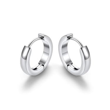 Imagem de KeyStyle Brincos pequenos de argola para mulheres, brincos minúsculos de aço inoxidável hipoalergênicos, dourado/prata/preto, cartilagem não manchada, brincos leves, 7/8/9/10/12/14/16 mm, 5 pairs, Aço