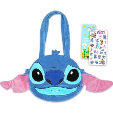 Imagem de Disney Conjunto de sacolas Stitch - Conjunto de acessórios Lilo e Stitch com conjunto de sacolas de supermercado de pelúcia com adesivos Plus, mais | Bolsas reutilizáveis de costura para crianças