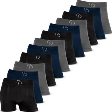 Imagem de Kit 12 Cuecas Boxer Poliéster Masculina Sem Costura Cueca Box Adulto O