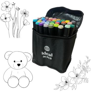 Imagem de Estojo com 36 Canetas Hidrográficas de Colorir, Múltiplas Cores, Plástico, Ponta Marker Pen, para Desenho, Tema Educacional, Acima de 3 Anos Escola Criança Adulto Anti-stress
