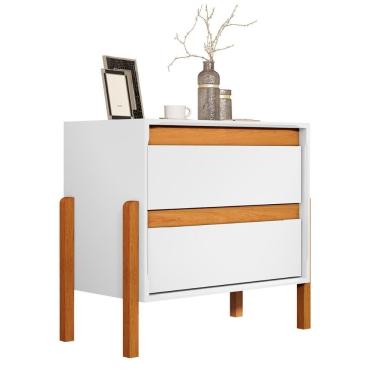 Imagem de Mesa de Cabeceira Verona com 2 Gavetas e Pés Madeira Maciça