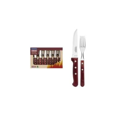 Imagem de Kit 12 Facas para Churrasco Beta, Aço Inoxidável, Lâmina Serrilhada, 21cm, Acabamento Polido Espelhado, Inox