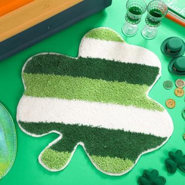 Imagem de Drydiet Tapete de banheiro com trevo de Dia de São Patrício, verde, branco, tapete de banho, tapete de chuveiro, irlandês, decoração de chuveiro, antiderrapante, lavável, banho 51 x 61 cm