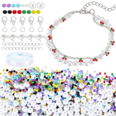 Imagem de PH PandaHall Kits de fabricação de pulseiras faça você mesmo, kit de pulseiras de contas de vidro, kit de fabricação de pulseiras da amizade, kit de fabricação de joias para artesanato faça você mesmo