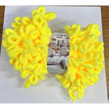 Imagem de Fio macio de 100 g/novelo para crochê, 7 x 2,5 mm, fio de poliéster de pelúcia fofo para bricolage, casaco de tricô, cachecol, artesanato, chapéu, xale, cobertor, cachecol, crochê, bordado, amarelo