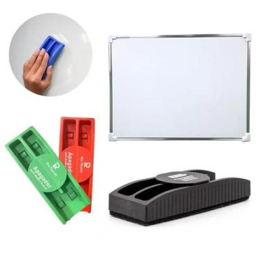 Imagem de Kit Lousa Quadro Branco C/ Apagador 30x40cm Borda de Alumínio - RT