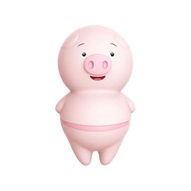 Imagem de Vibrador Clitoriano em Silicone, Rosa, Formato Porquinho, 2 Modos de Estimulação, 8,1 cm de Comprimento, Bateria LR44, com Língua Pulsante