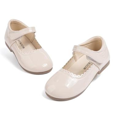 Imagem de Sapatilhas Mary Jane para meninas pequenas, sapatos sociais macios de princesa com laço para festa de casamento, uniforme escolar, caminhada casual, Natal e batismo, 01 Bege, 20