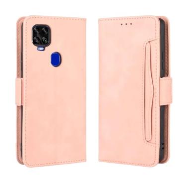 Imagem de Capa para ZTE Axon 11 SE 5G,Retro magnético Flip Case,Design de carteira de couro PU com slots de cartão removíveis -Pink