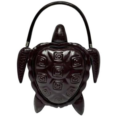 Imagem de Lyuxhetaokdiq Bolsa tiracolo masculina e feminina de couro PU exclusiva novidade em forma de tartaruga, Claret puro, Medium