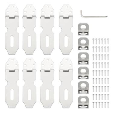 Imagem de PATIKIL 8 peças de ferrolho de cadeado de aço inoxidável, ferrolho de trava de 5 cm, trava deslizante para porta, fecho de segurança com parafusos para armário, jardim, quintal, galpão, armário